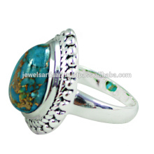 Blue Copper Turquoise Gemstone 925 Sterling Silver Ring Jewelry